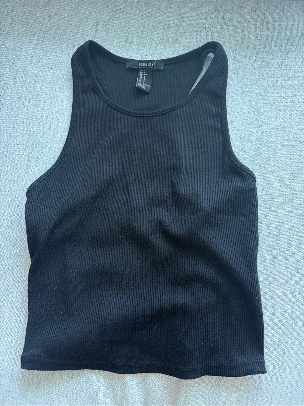 True Love Black Ribbed Cropped Tank